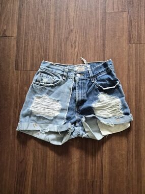Furst Of A Kind Two-Tone Distressed Denim Shorts
